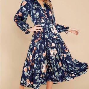 NWT Midnight Gardens Navy and Peach Print Maxi
